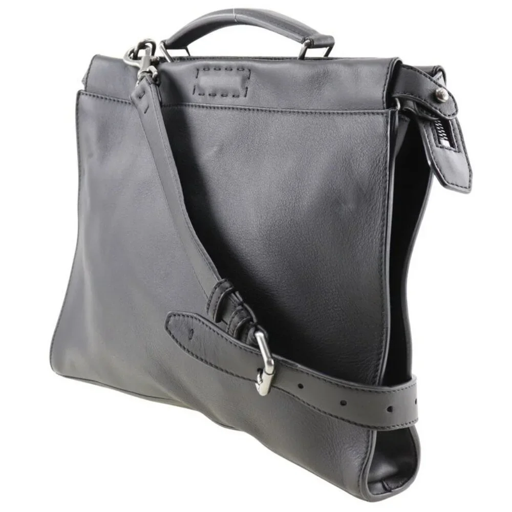 Fendi Peekaboo Celia 2-Way Shoulder Calfskin Black Business Bag